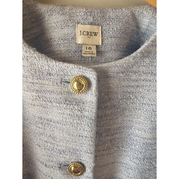J. CREW sz 16 baby blue Tweed lady jacket new with tags $225 - Picture 4 of 9